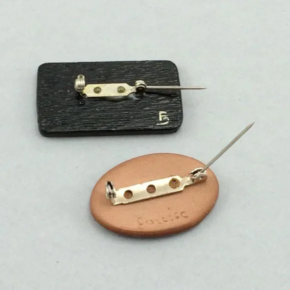 2 Handmade House Cottage Themed Brooches Pins Countryside Wood Clay Cottagecore - Picture 10 of 12